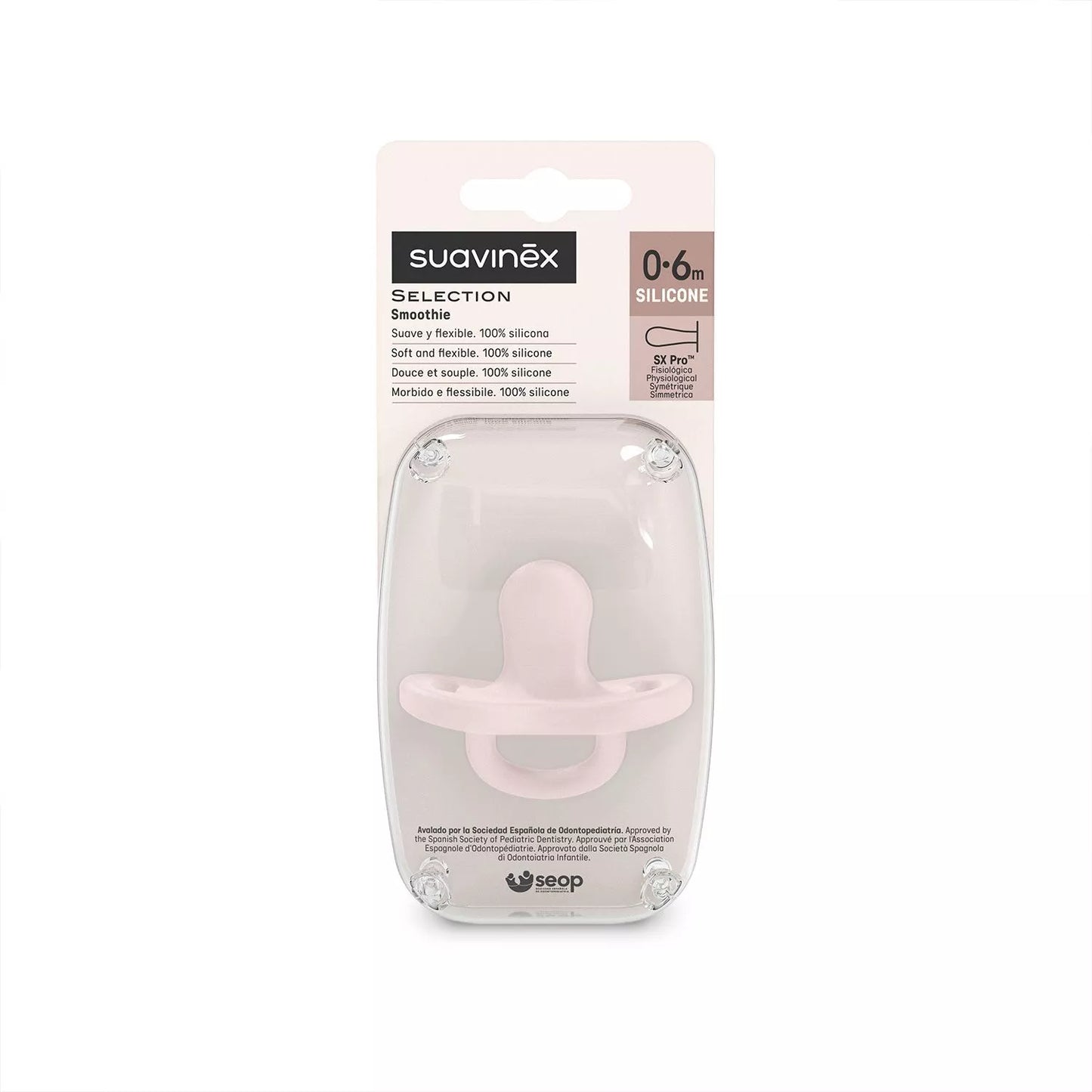 Chupete Pro Soft Rosa Colour Essence con Tetina Fisiológica SX Pro de Silicona 0/6 meses - Suavinex