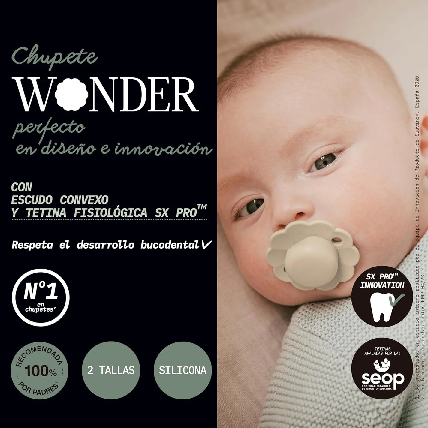 Chupete Wonder Gray Clouds con Tetina Fisiológica Sx Pro de Silicona 0/6 meses - Suavinex