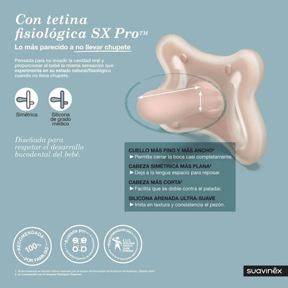 Chupete Nude Zero.Zero con Tetina Fisiológica SX Pro de Silicona 0/6 meses - Suavinex
