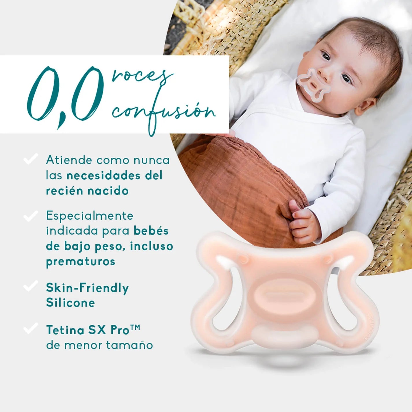 Chupete Nude Zero.Zero con Tetina Fisiológica SX Pro de Silicona 0/6 meses - Suavinex