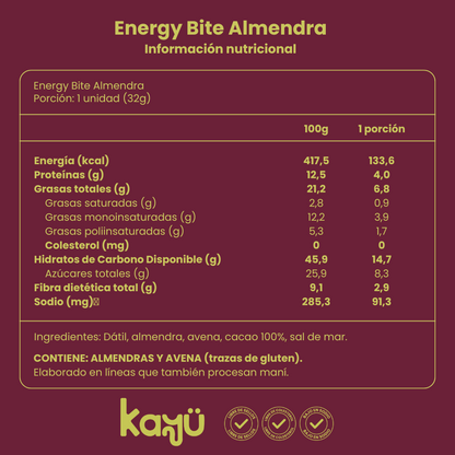 Kayu Energy Bites Mix Almendra-Maní 6 unidades
