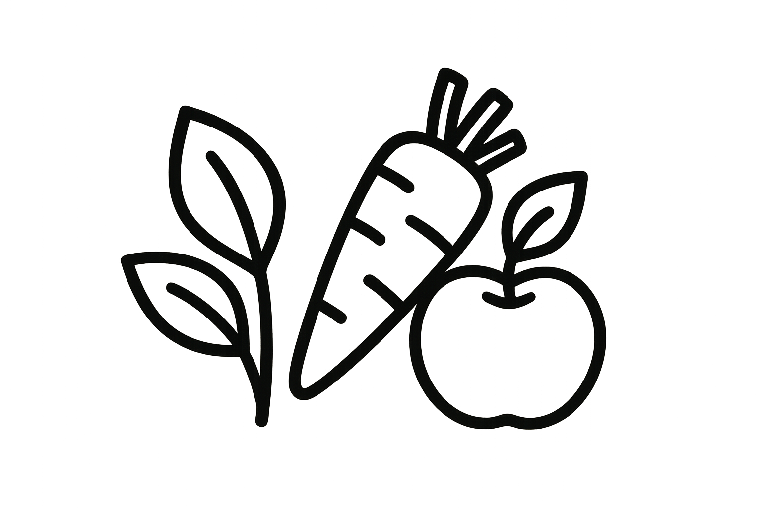 icono de borde negro y fondo transparente que represente ingredientes simples y naturales